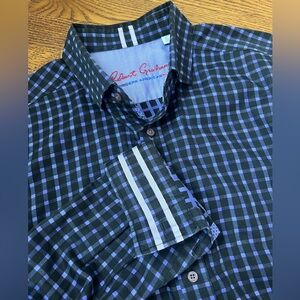 ROBERT GRAHAM Flip Cuff Shirt Button Down Plaid Check Striped Colorful Modern XL